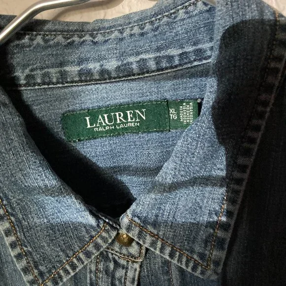 Lauren Ralph Lauren Military Style Jean Shirt (XL) - Picture 3 of 4
